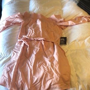 Salmon off the shoulder sun dress